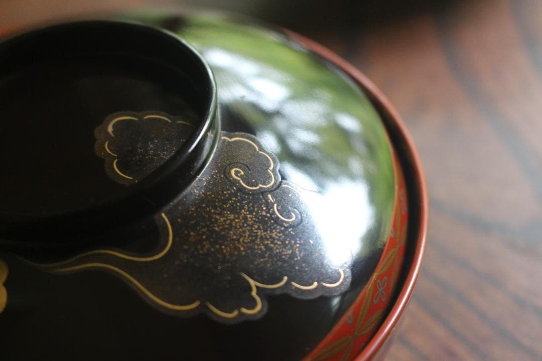 時代逸品！極上七宝文縁に優美な金銀雲蒔絵の映えるお椀2点（検輪島塗蒔絵椀雑煮椀