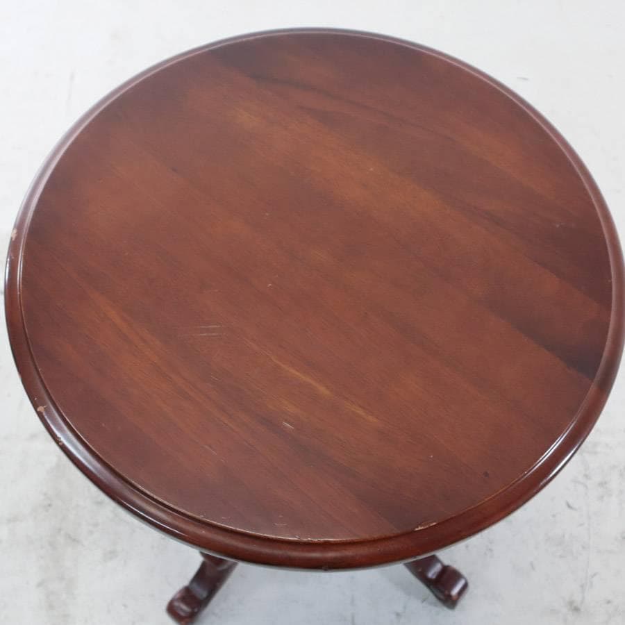 ヨーロピアンアンティーク調 マホガニー サイドテーブル 彫刻 ラウン