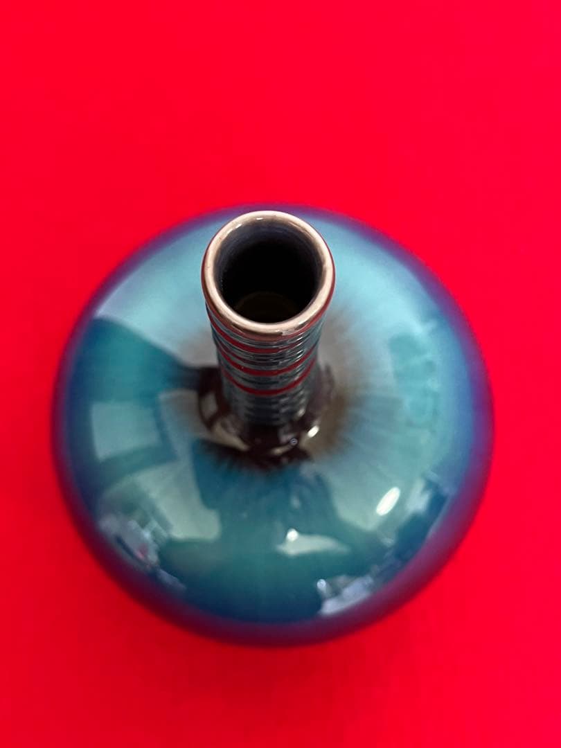 人間国宝 柳雨軒 三代 徳田八十吉  彩釉 花入 管理T187 共箱 陶歴