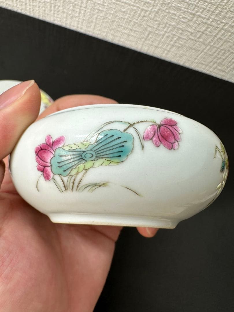 中国 清時代 咸豊年製 粉彩 香合 古美術 骨董 アンティーク