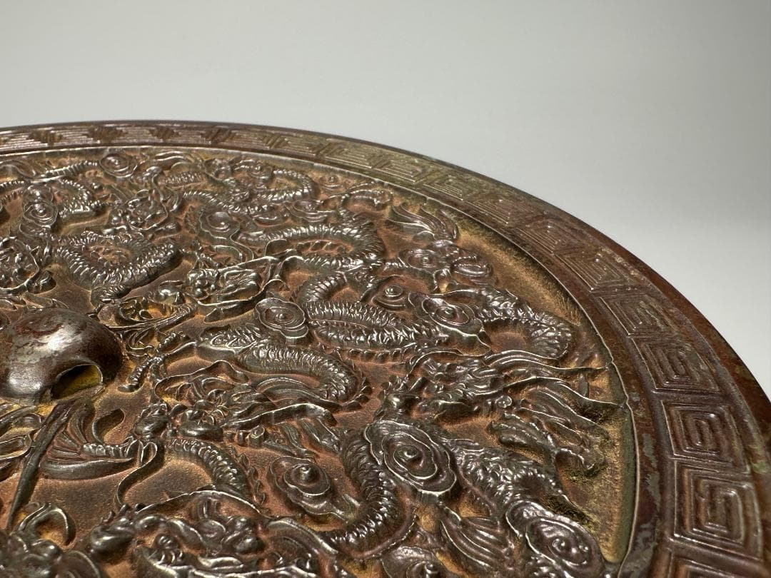 25.10.7-2 銅製　龍文銅鏡　唐鏡　唐物　時代　中国
