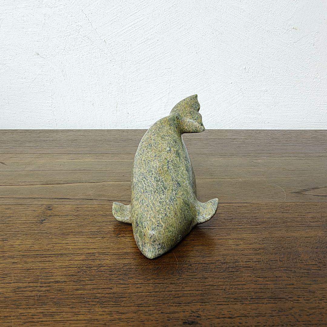 Napatchie Noah】彫刻 イヌイットアート 石彫 ホエール オブジェ