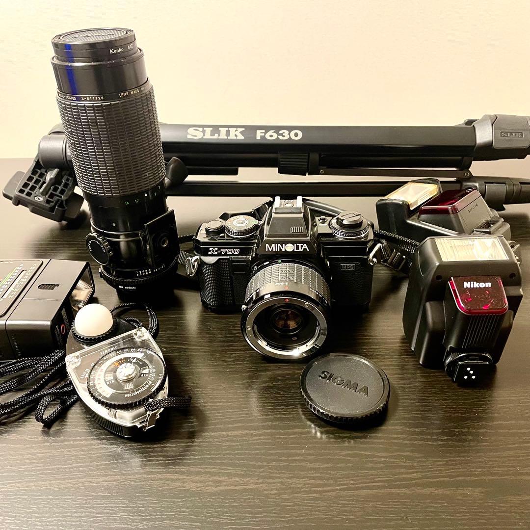 レトロ一眼】MINOLTA X-700 レンズ 三脚 ストロボ 露出計 一式 - メルカリ