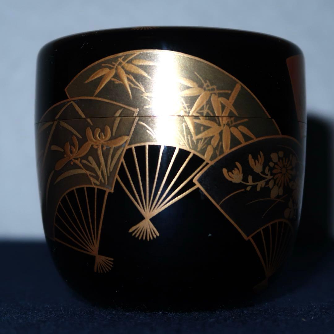 茶道具】景雲作 扇面蒔絵中棗