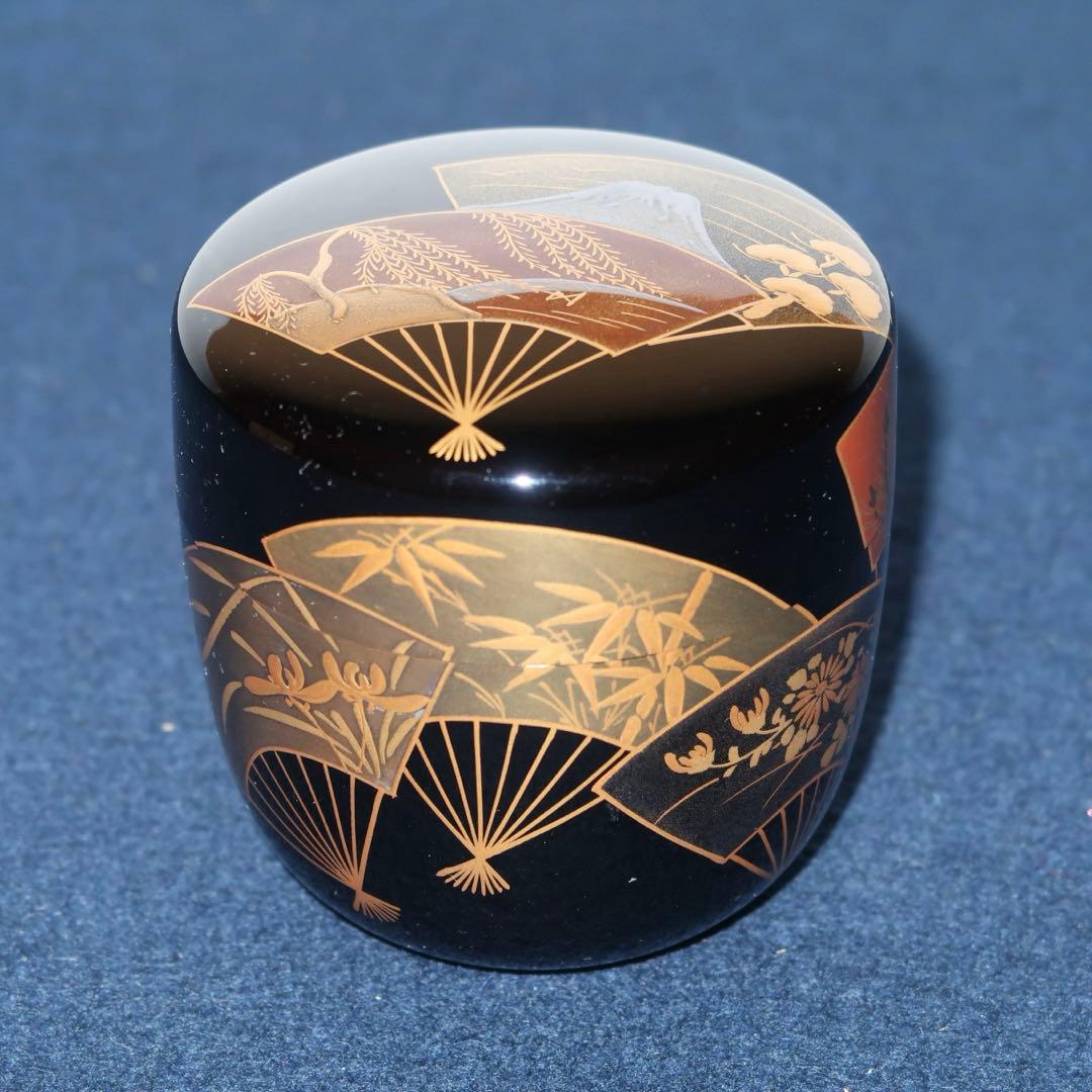茶道具】景雲作 扇面蒔絵中棗