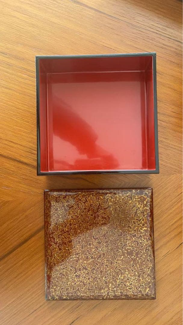 蒔絵 五段重箱 収納箱付 変わり形 菱形・三角皿 組重 漆器 古美術 木製