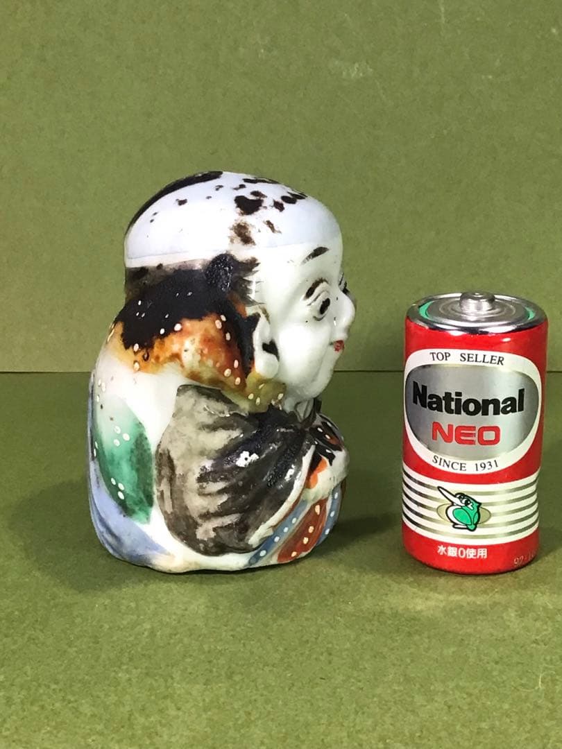 明治期 縁起物 福助 出目金 磁器 人形 戦前 アンティーク ドール 郷土