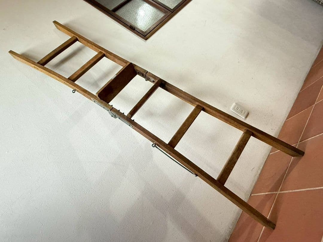 1092 ビンテージ 古い木のステップラダー 脚立 梯子 飾り棚 古家具