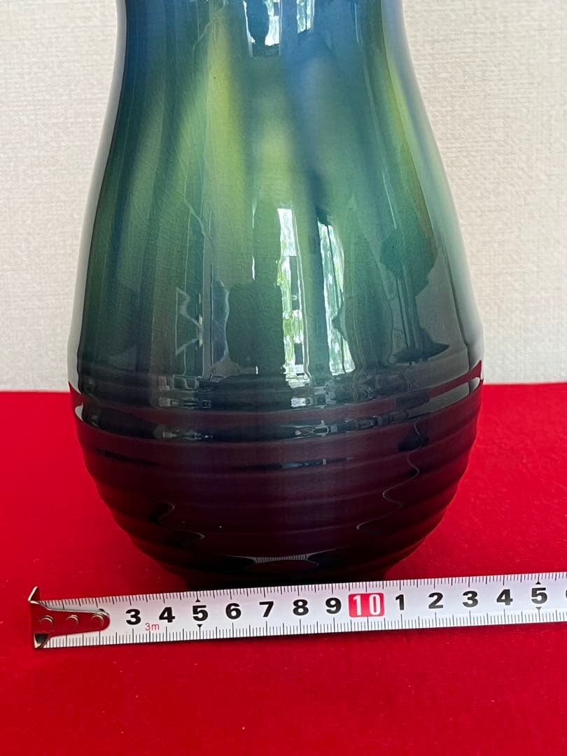 柳雨軒 三代 人間国宝 徳田八十吉（正彦銘）碧明釉 花瓶 約20.5