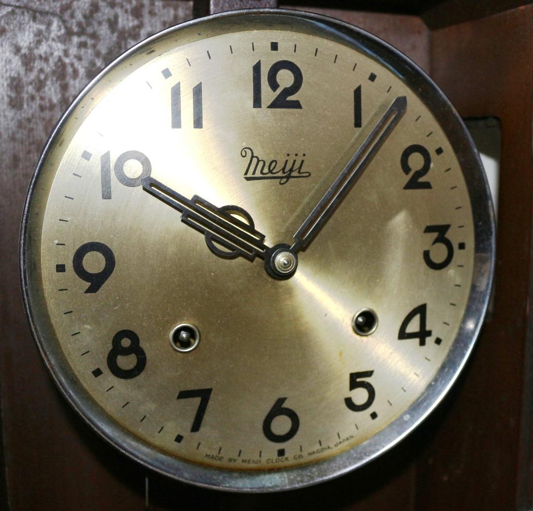 可動品 中型 meiji 明治時計 柱時計　掛け時計　８日巻き　キンコン打ち