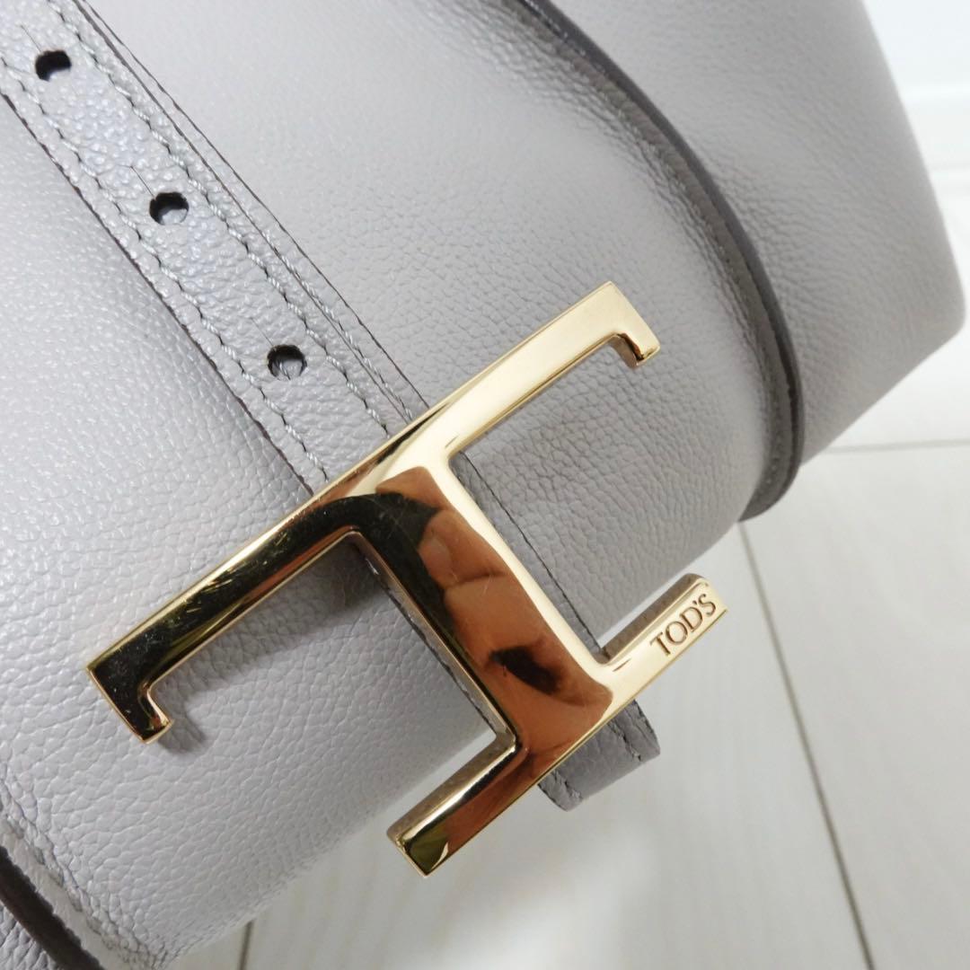 トッズ　ショッピングバッグ　ミニ　Tタイムレス　ショルダーバッグ　トート　グレー