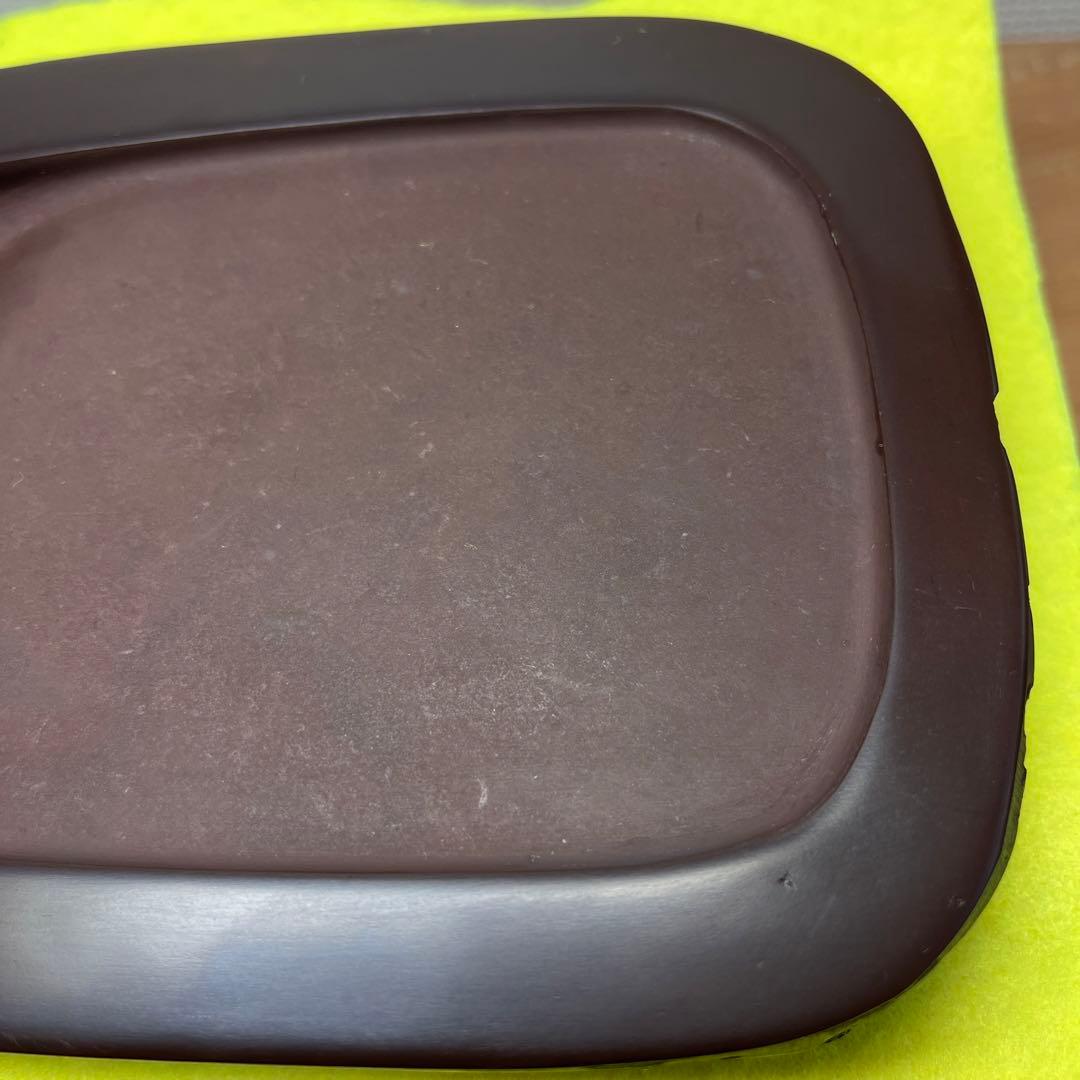 ⭕️赤間硯 笹竹彫刻研 下井昭竜山 未使用美品 四六寸