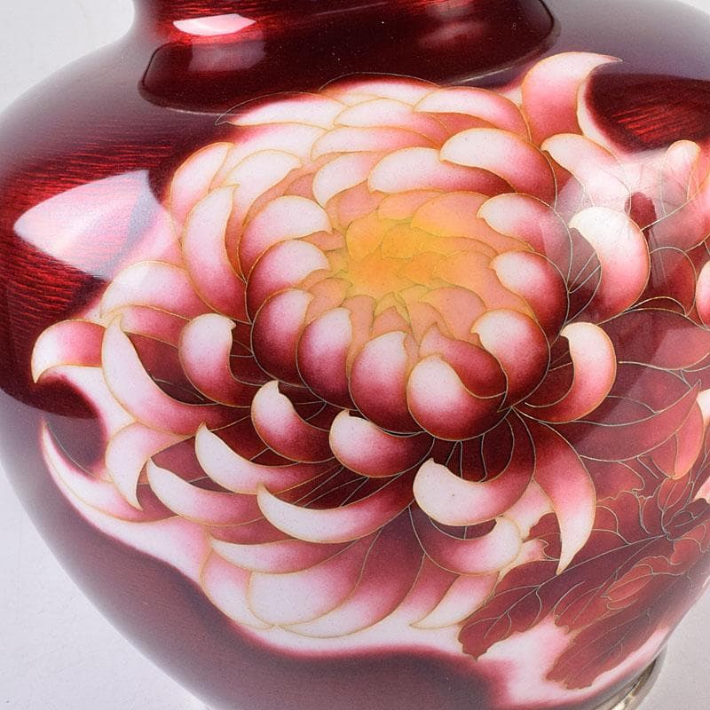 七宝焼 太田七宝造 透釉 旭光釉 菊文 花瓶 共箱 M R8971H - メルカリ