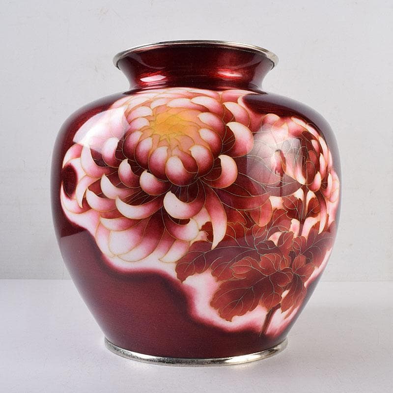 七宝焼 太田七宝造 透釉 旭光釉 菊文 花瓶 共箱 M R8971H - メルカリ