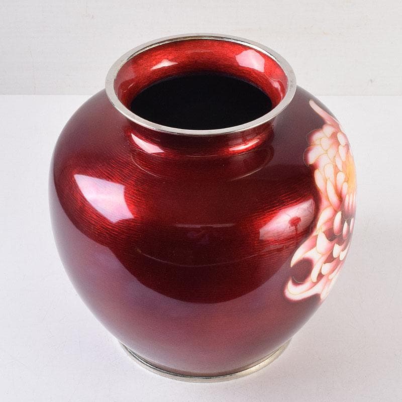 七宝焼 太田七宝造 透釉 旭光釉 菊文 花瓶 共箱 M R8971H - メルカリ