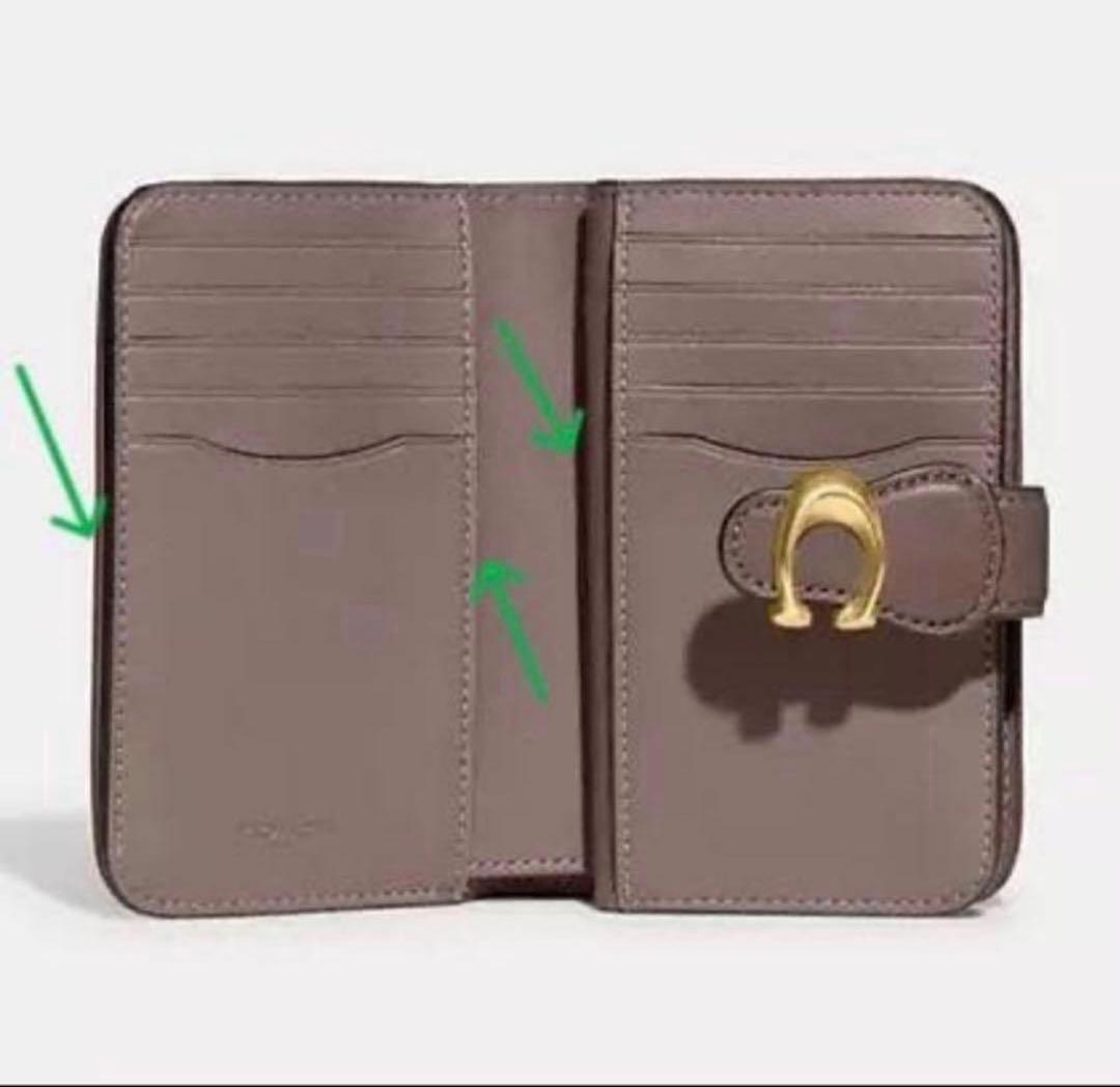 初売り コーチCOACHタビー高級スムースレザー二つ折り財布 グレージュ