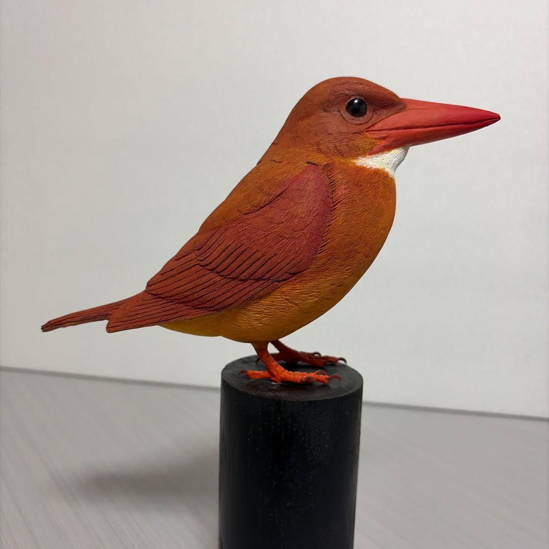 アカショウビン バードカービング 野鳥彫刻 木彫りの野鳥 リアル野鳥