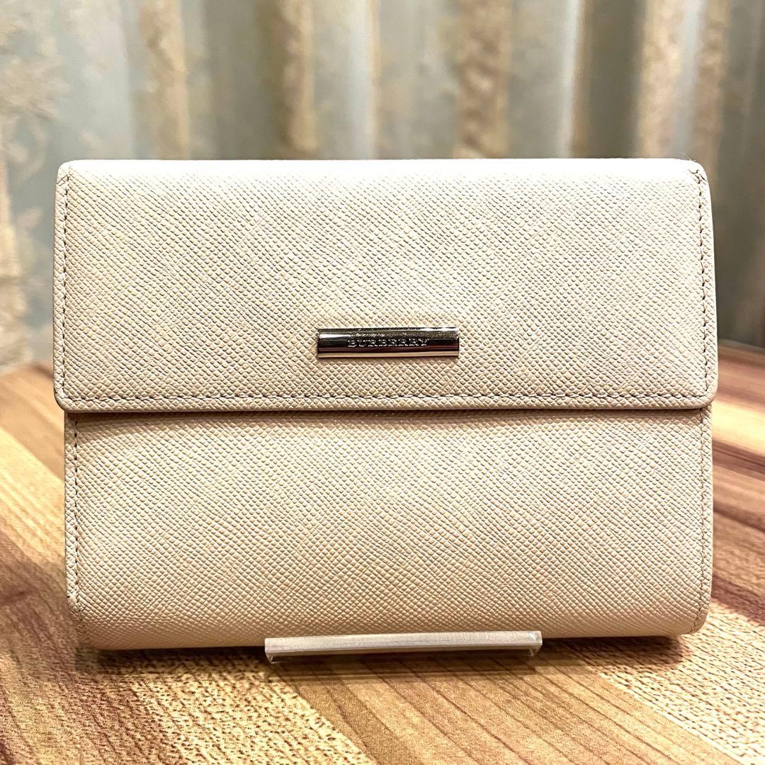 ✨美品✨BURBERRY バーバリー 二つ折り財布 がま口 レザー ベージュ