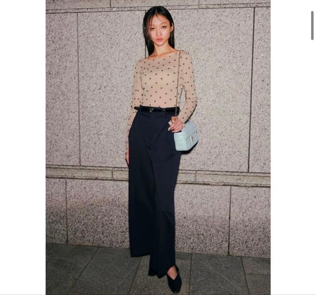 フレイアイディー 新品【pierre cardin】タックワイドチノパンツ 紺色