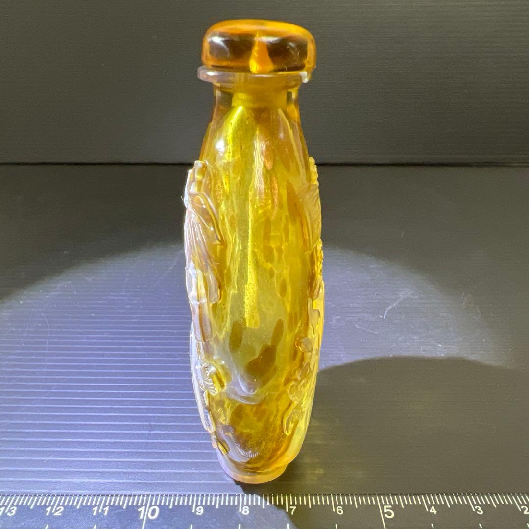 中国古玩 金魚彫鼻煙壷 高さ9.7㎝ 東Y7-0924③タニト