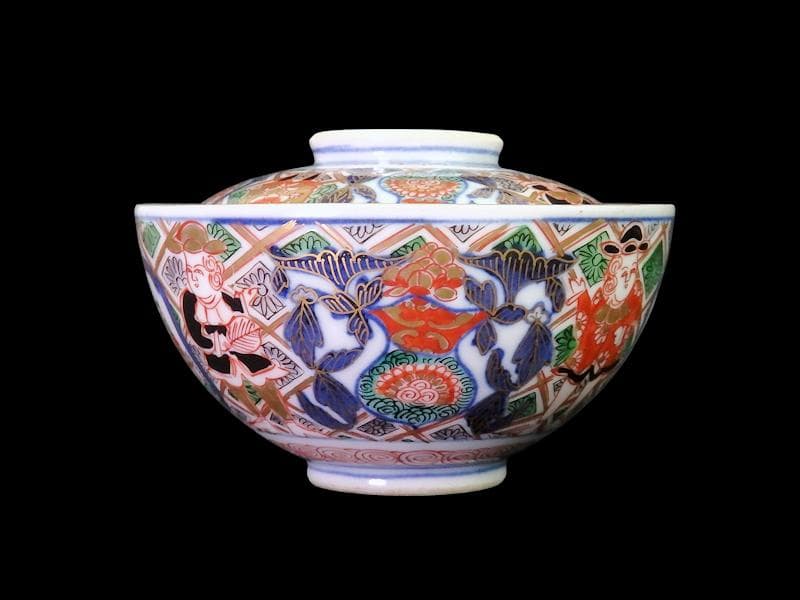 大聖寺伊万里 金襴手 五艘船に南蛮人の図 蓋茶碗 F318AS-CXy - メルカリ