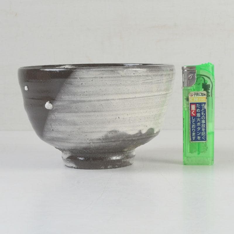 茶道具 出雲焼 十一代 長岡空権作 片身替 茶碗 共箱