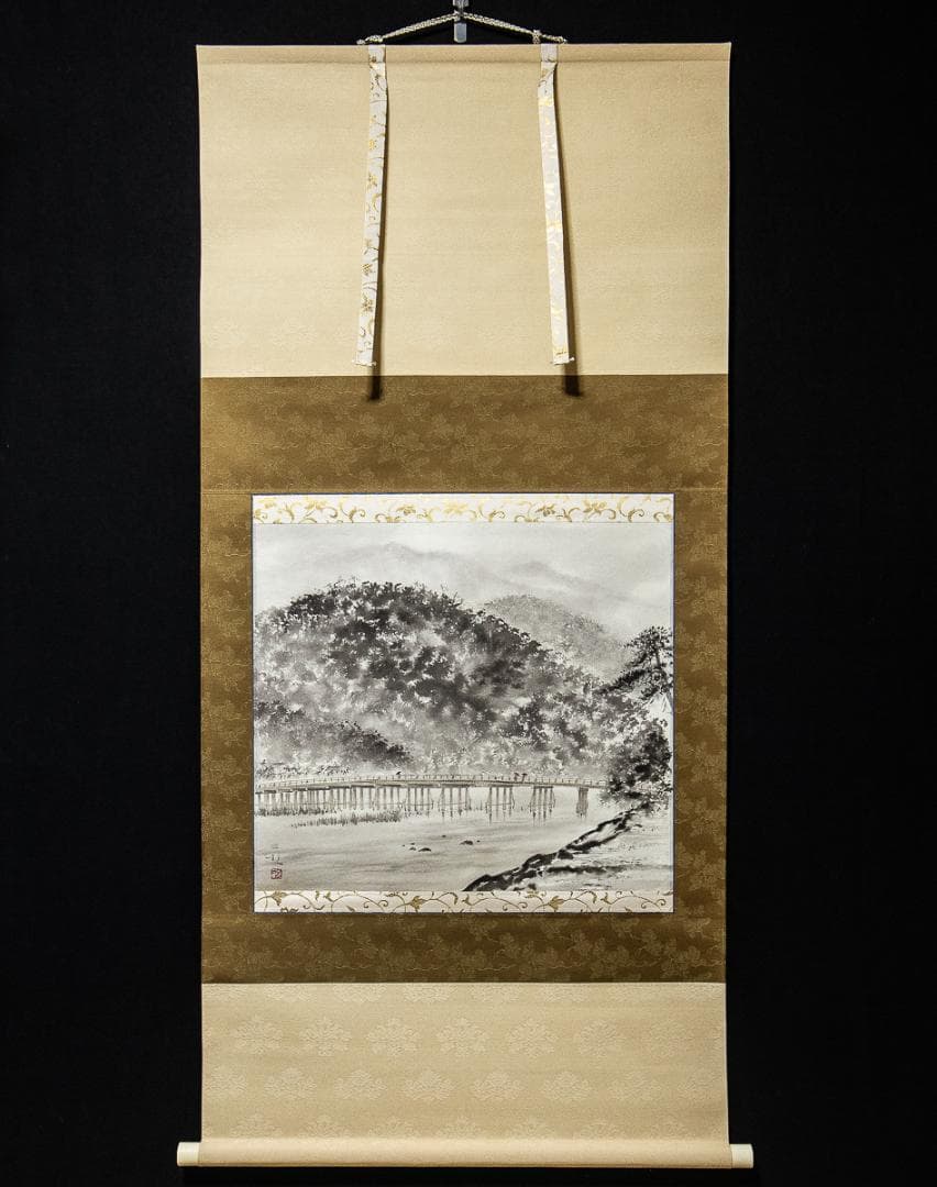 掛け軸七草花筆者春経絹本 未使用美品