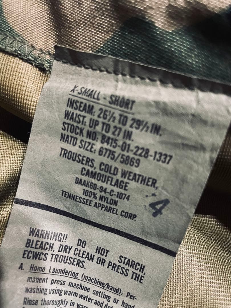 実物 ミリタリー ゴアテックス カモパンツ XS ミルスペック 実物