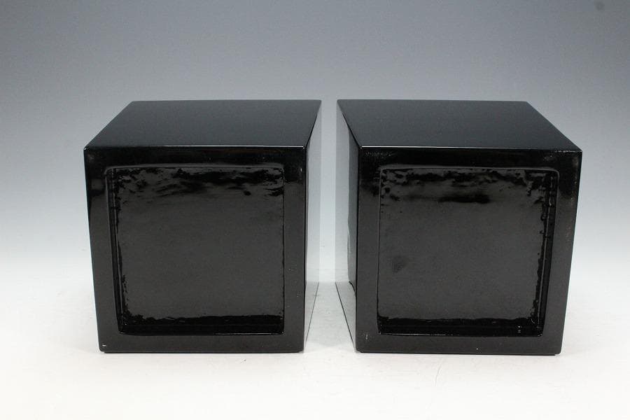 華道 漆塗り 釣瓶 花器 一対(K-A985)