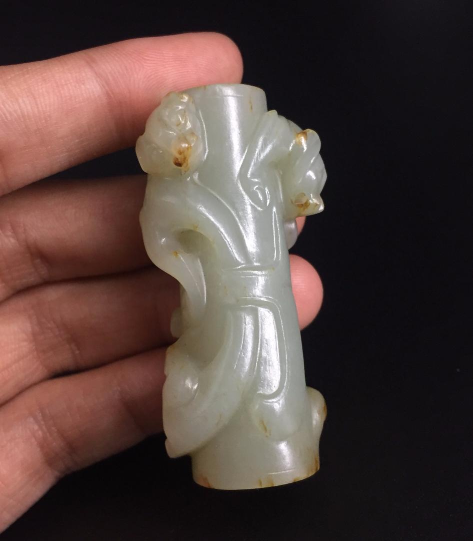 漢代 螭竜紋玉勒佩 古玉老玉和田玉装身具 中国美術