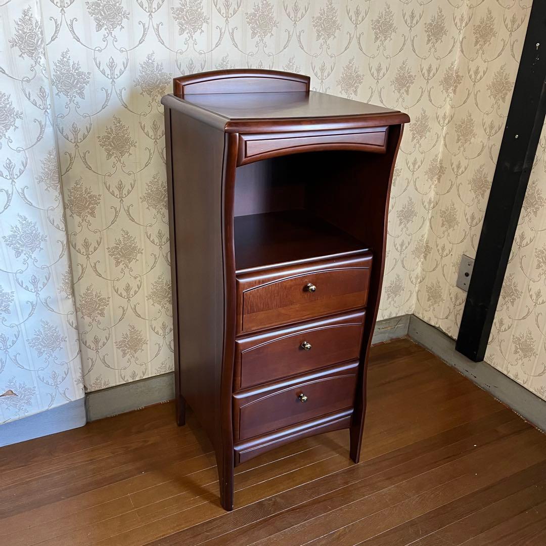 アンティーク】HIKARI 木製 サイドチェスト 電話台 収納 3段 古民家