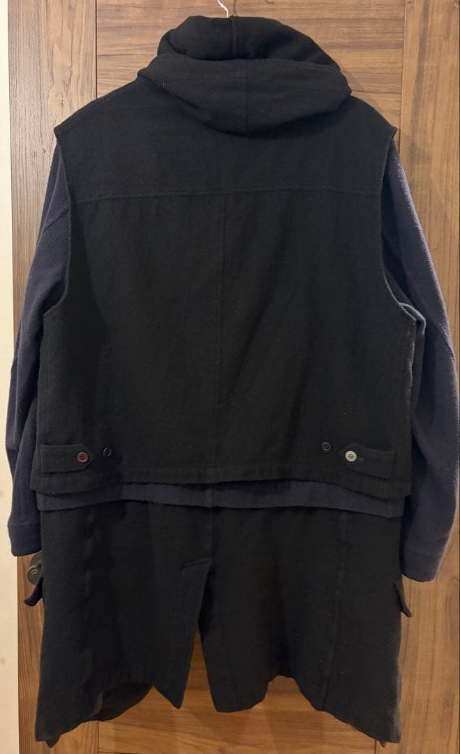 UNDERCOVER 縮絨　レイヤードコート　黒紺　2
