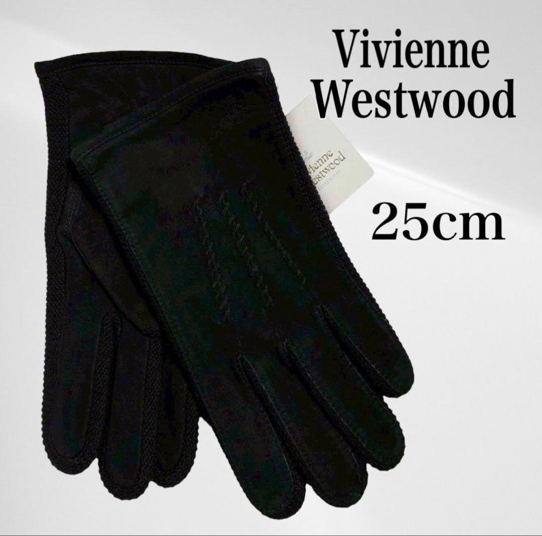 試着のみVivienne Westwood ブラックレザーニット手袋 25cm - メルカリ