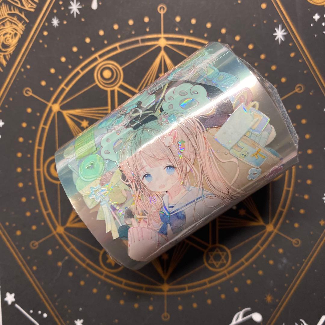 G】海外 10m巻 貝殻光マスキングテープ 人物系/動物系/女の子