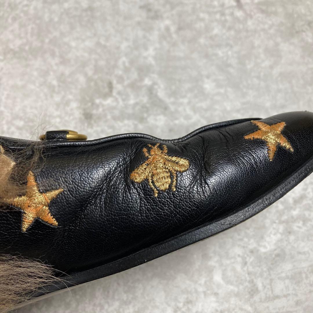 GUCCI グッチ プリンスタウン　37 エンブロイダリー　　ファー　ミュール