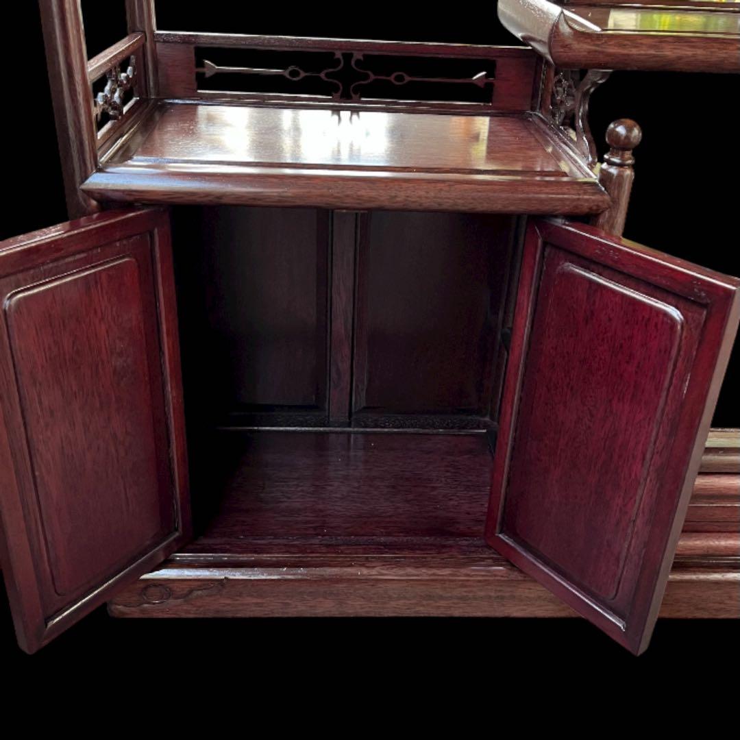 茶箪笥、飾り棚、茶棚、紫檀黒檀、アンティーク、レトロ、和風サイド