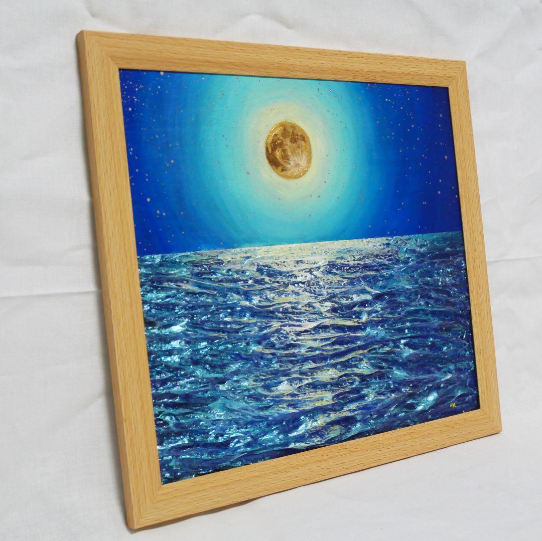 油絵 油彩 油彩画 絵 絵画【満月の海】