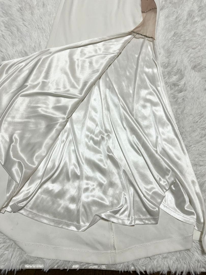 ROBE de FLEURS Glossy スリット　白　M ロングドレス