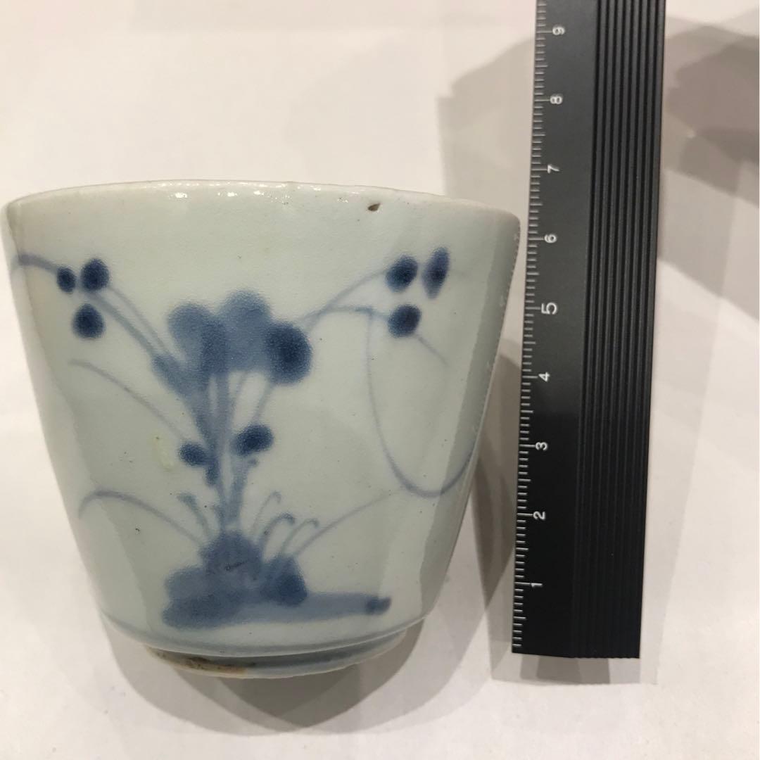 蕎麦猪口 そば猪口 露草文 高台 厚底 酒器 盃 初期 古伊万里 骨董 古