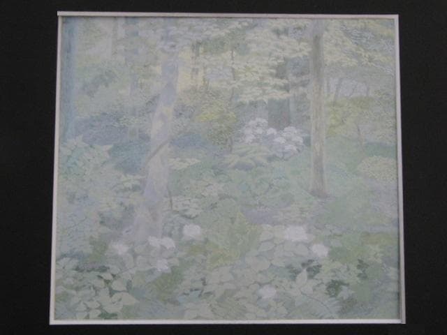 猪熊佳子、【森の雨】、希少な額装用画集より、新品額装付、状態良好