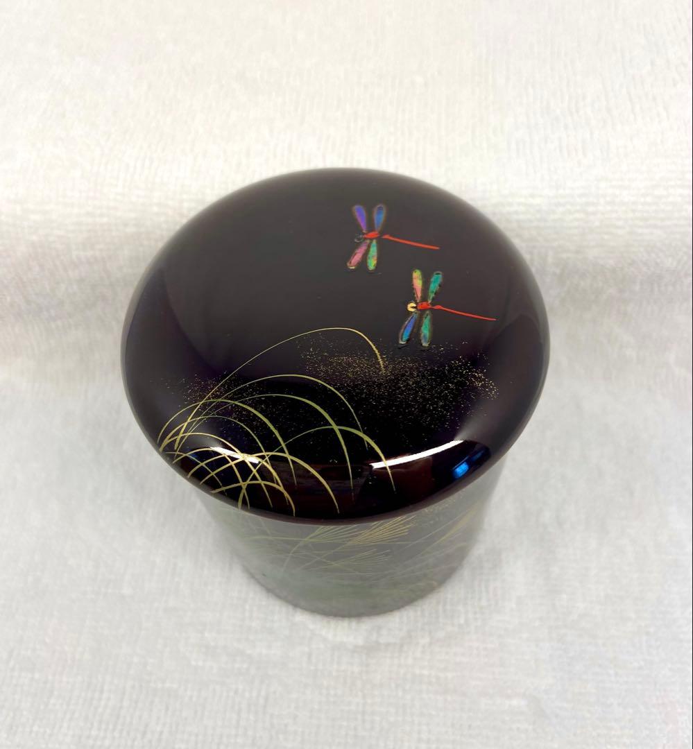 茶道具 棗 茶入 芒（ススキ）に 赤蜻蛉 蒔絵 金輪寺 宗景作【匿名配送