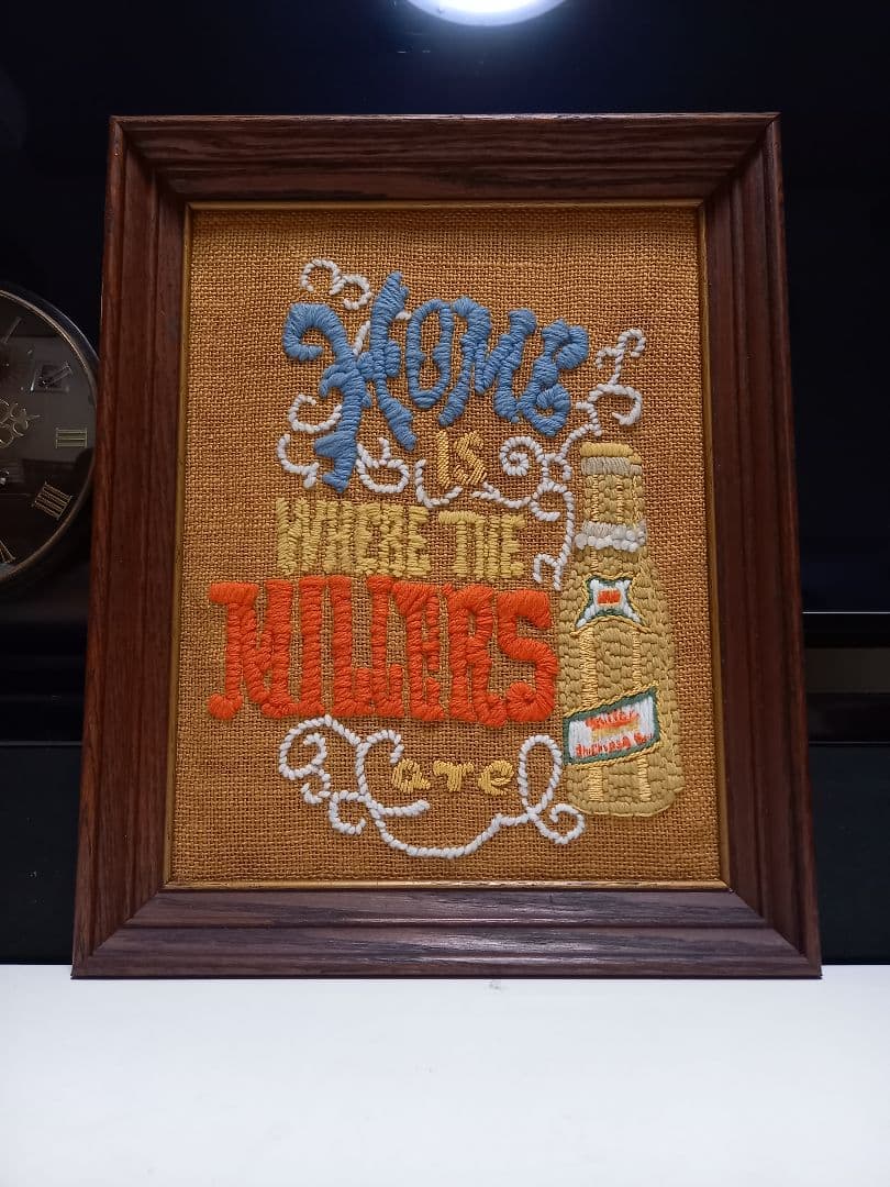 レア　1969年　MILLERS　BEER　ニードルポイント　広告　サインボード