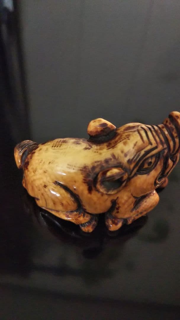 ショップ 根付け いのしし 在銘 山川