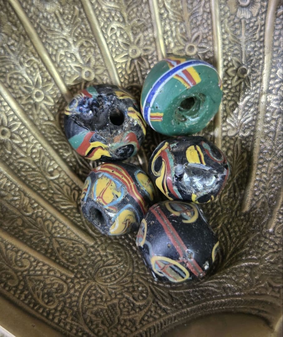 桜皮細工 茶器道具入れ 十六角形 山水模様