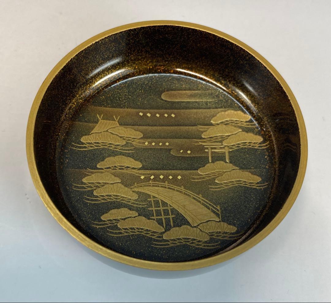 茶道具】竹内幸斎造 住吉蒔絵中棗（共箱）