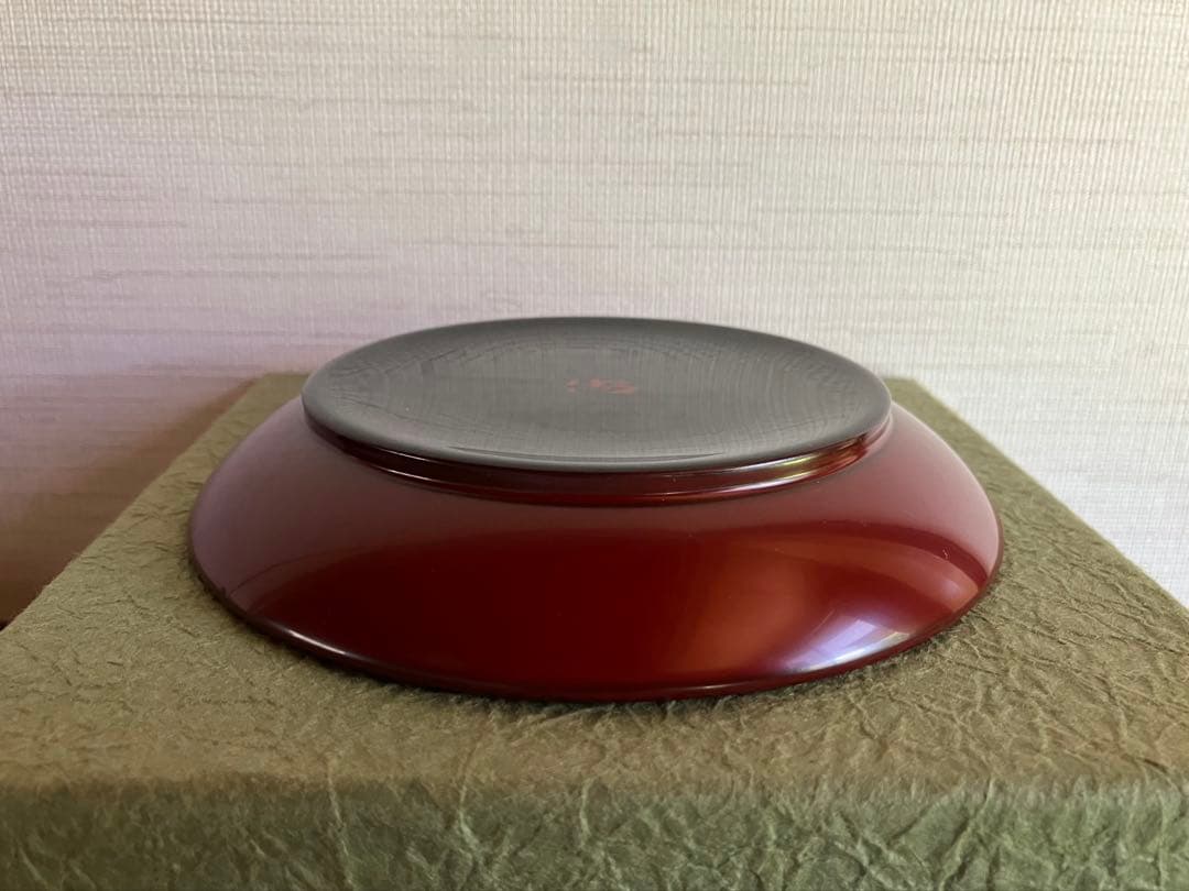 輪島塗　銘々皿　椿皿　菓子皿　５枚　古代朱　市中佑佳 氏　日展特選作家