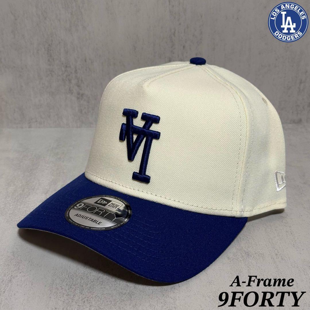 海外限定モデル】 ドジャース LA逆ロゴ ホワイト ブルー スナップ