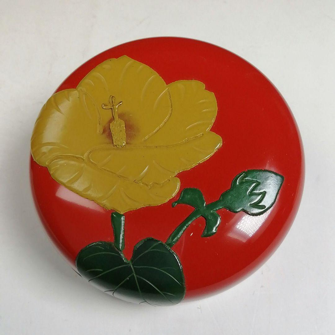 T997 棗 『ゆうなの花』『朱塗』『琉球漆器』 木箱 茶道具