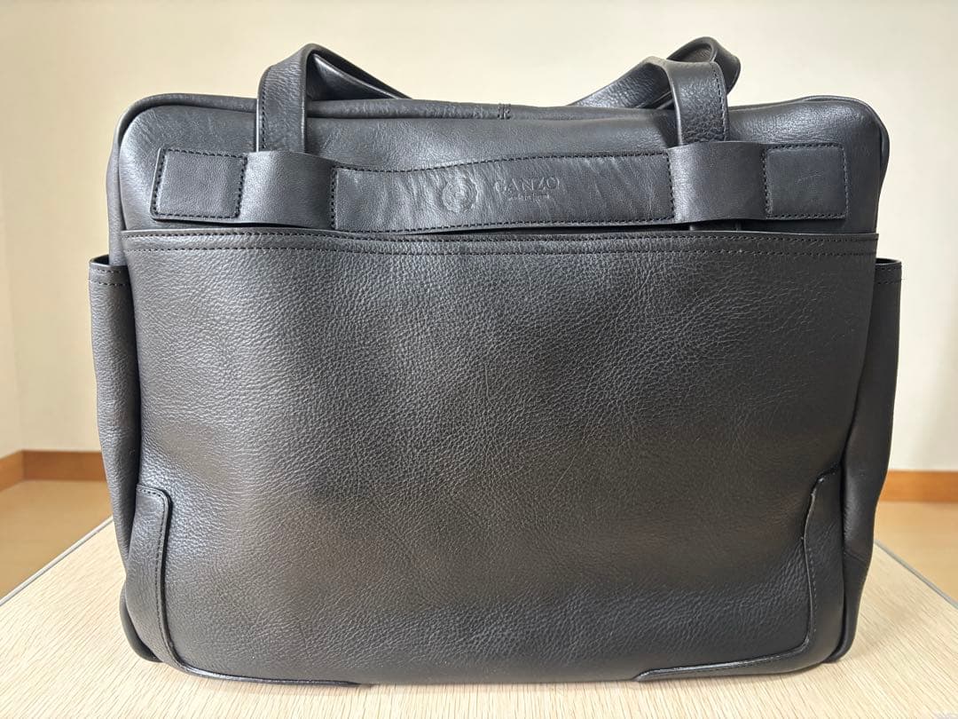 GANZO 7QS-H スクエアボストン ブラック レザー バッグ【廃盤希少品】