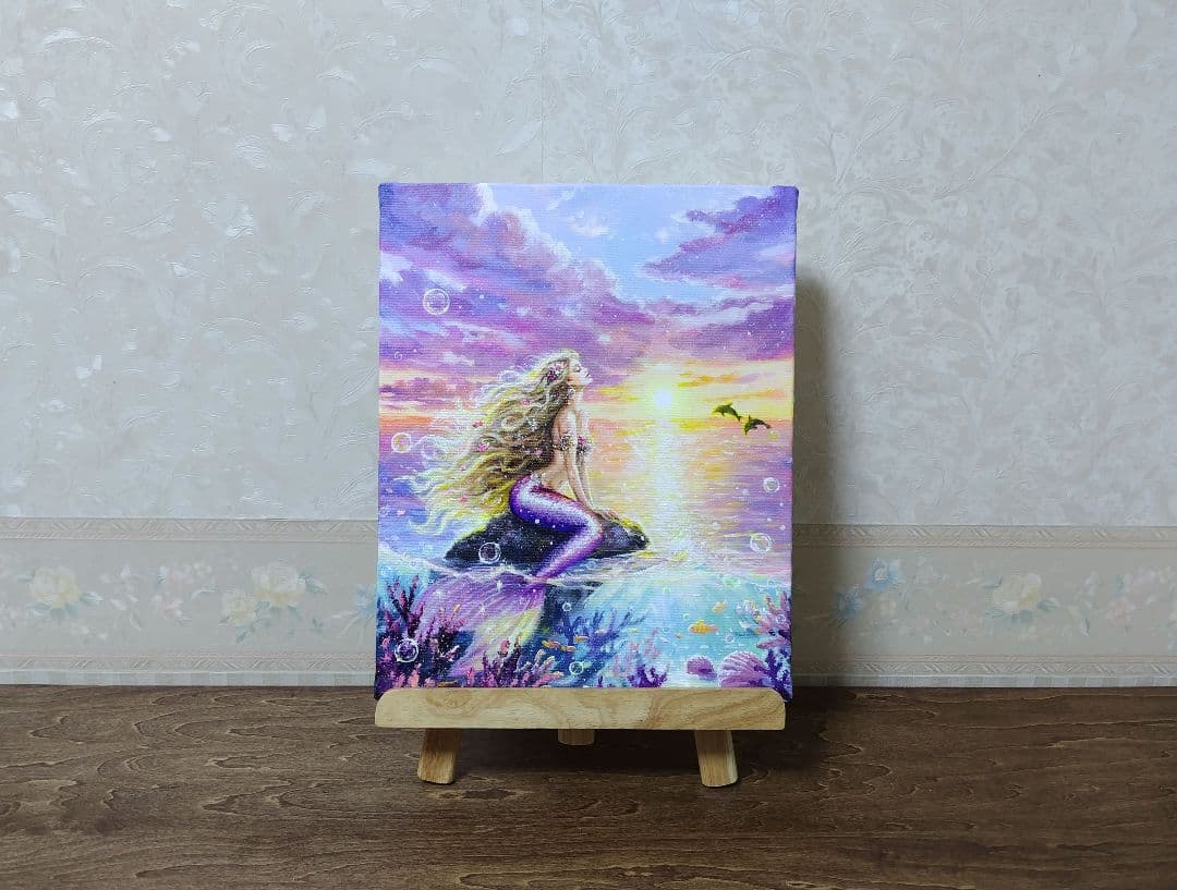 【陽を浴びて】アクリル画 F3 風景画 絵画